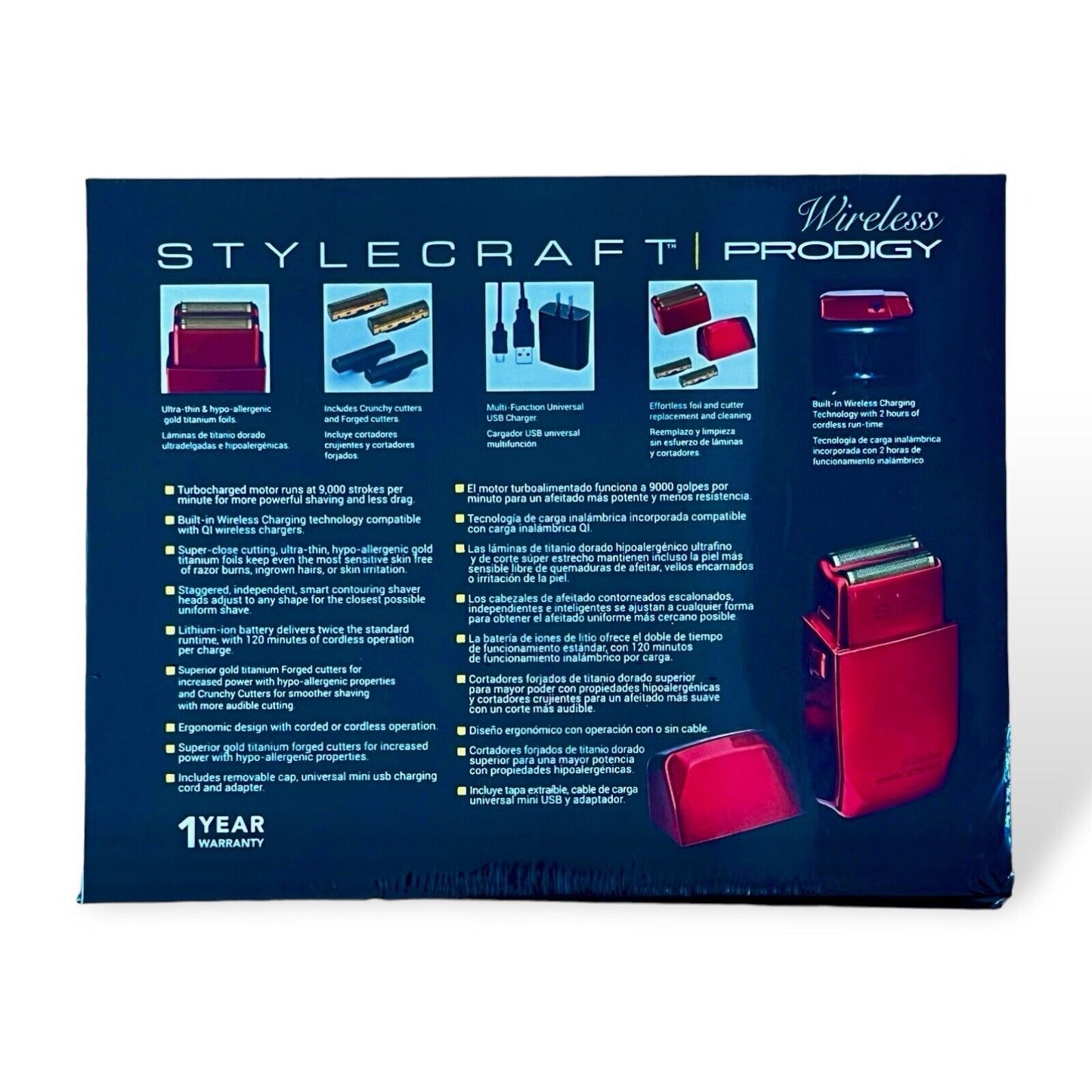 StyleCraft Prodigy Cordless Foil Shaver Metallic Red SCWPFSR