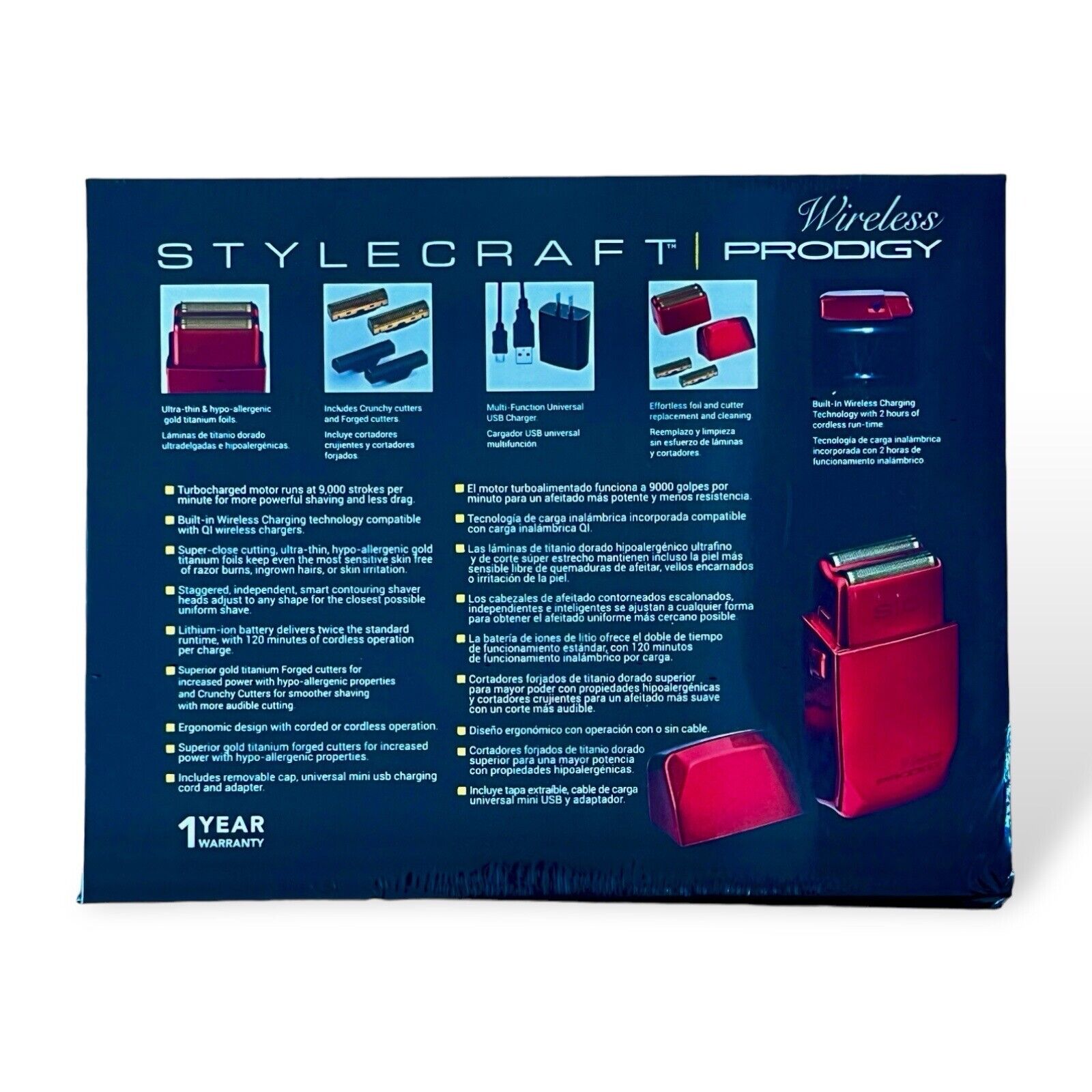 StyleCraft Prodigy Cordless Foil Shaver  Metallic Red SCWPFSR